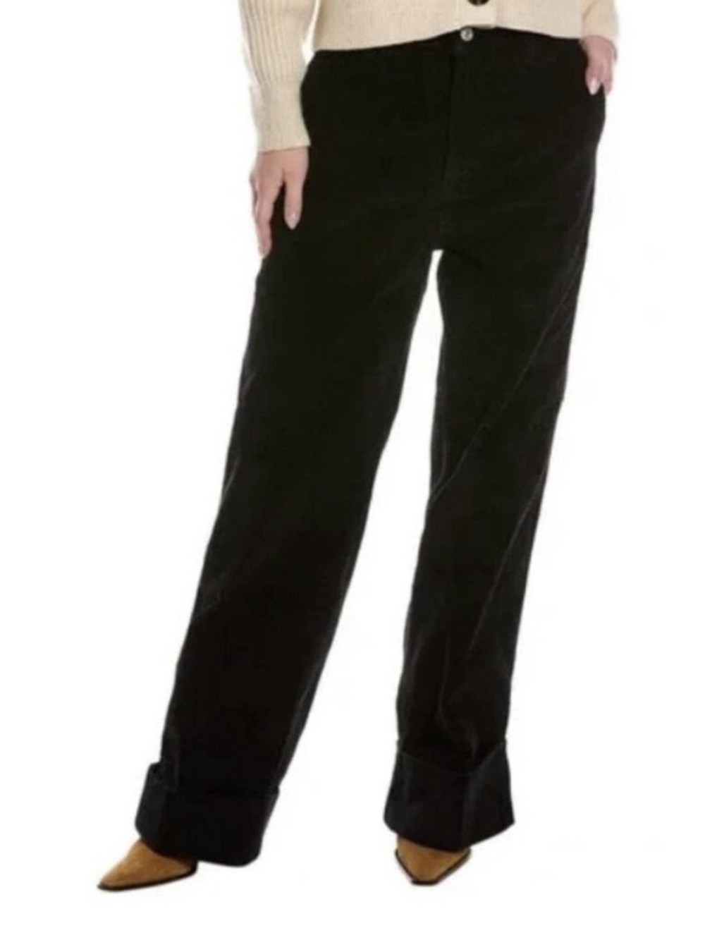 7 For All Mankind Black Corduroy Easy Trouser Wide Leg Pants NWT 27 M